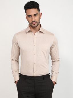 Raymond - Slim Fit Medium Beige Full Sleeve Pure Cotton Shirt