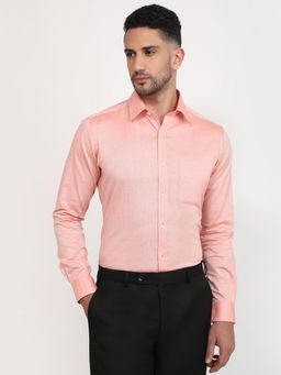 Raymond - Slim Fit Medium Peach Full Sleeve Pure Cotton Shirt