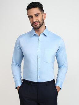 Raymond - Slim Fit Medium Blue Full Sleeve Pure Cotton Shirt