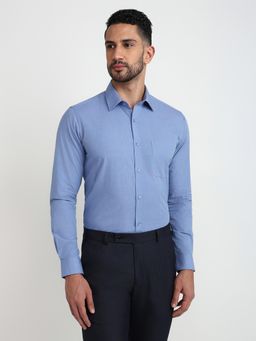 Raymond - Slim Fit Medium Blue Full Sleeve Pure Cotton Shirt