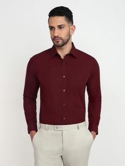 Raymond - Slim Fit Dark Maroon Full Sleeve Pure Cotton Shirt