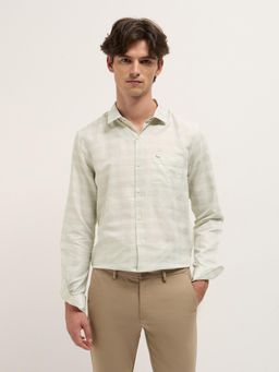 The Bear House - Mens Green Tailored Fit Horizontal Shirt