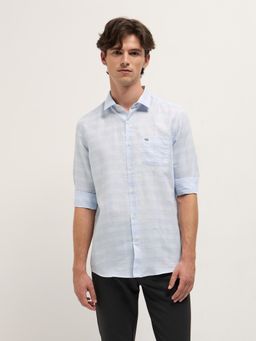 The Bear House - Mens Blue Tailored Fit Horizontal Shirt