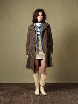 Theater - Women Macgraw Textured Cream Knee-High Boots with Block Heel