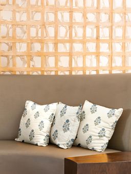 Urban Space - Cotton Cushion Covers (16 X 16 Inches), (Set Of 3) - Liberty Blue