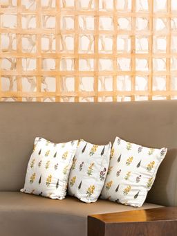 Urban Space - Cotton Cushion Covers (16 X 16 Inches), (Set Of 3) - High Garden Yellow