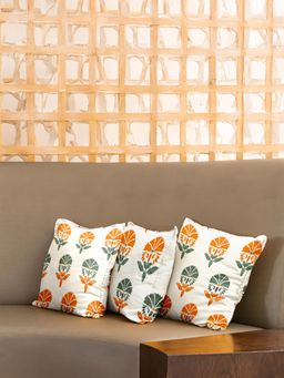 Urban Space - Cotton Cushion Covers (16 X 16 Inches), (Set Of 3) - Owl Orchids - Mango
