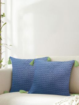 Urban Space - Cotton Cushion Covers (Set Of 2)- Waffle Navy
