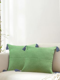 Urban Space - Cotton Cushion Covers (Set Of 2)- Waffle Sage Green