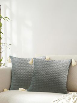 Urban Space - Cotton Cushion Covers (Set Of 2)- Waffle Cool Grey