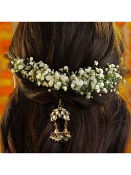 Ruby Raang Studio - Chandr Mini Kalgi Kundan Chandbali Hair Pin