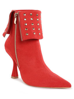 London Rag - Stud Embellished Foldover Casual Boots Red