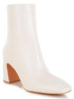London Rag - Square Toe Ankle Casual Boots Off White