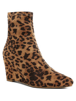 London Rag - Microfiber Wedge Heel Casual Boots Brown