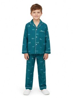 MIRACLE HAPPEN - Miracles Happen Boys Teal Printed Pyjama Set