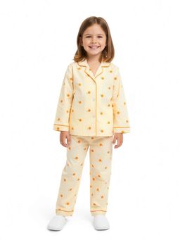 MIRACLE HAPPEN - Miracles Happen Girls Beige and Orange Printed Pyjama Set