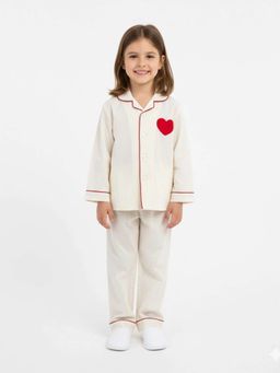 MIRACLE HAPPEN - Miracles Happen Girls Off White Printed Pyjama Set