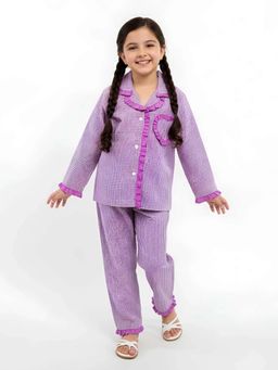 MIRACLE HAPPEN - Miracles Happen Girls Purple Checked Ruffled Pyjama Set
