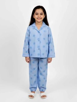 MIRACLE HAPPEN - Miracles Happen Girls Blue Embroidered Pyjama Set