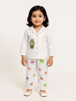 MIRACLE HAPPEN - Miracles Happen Girls White Labubu Printed Pyjama Set