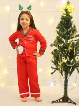 MIRACLE HAPPEN - Miracles Happen Red Santa Printed Pyjama Set