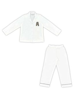 MIRACLE HAPPEN - Miracles Happen Girls White and Black Animal Print Initial Pyjama Set