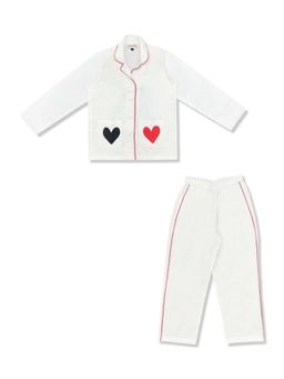 MIRACLE HAPPEN - Miracles Happen Girls White and Red Printed Pyjama Set