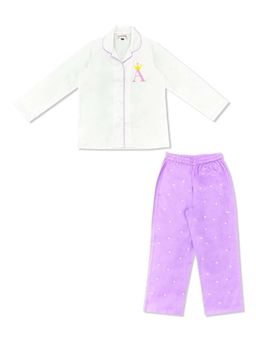 MIRACLE HAPPEN - Miracles Happen Girls White and Purple Cartoon Printed Pyjama Set