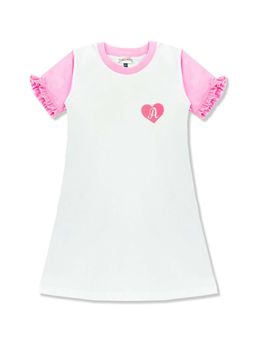 MIRACLE HAPPEN - Miracles Happen Girls White and Pink Printed Night Dress
