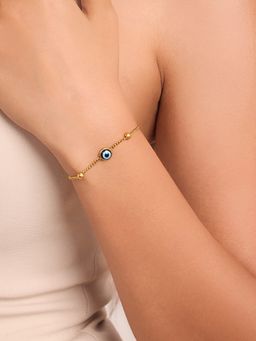 ELRA - 18K Gold Plated Evil Eye Charm Bracelet Stainless Steel Waterproof & Anti-Tarnish