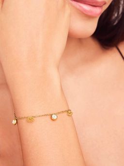ELRA - 18K Gold Plated Sparkle Eyecharm Bracelet Stainless Steel Waterproof & Anti-Tarnish