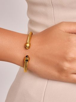 ELRA - 18K Gold Plated Golden Coil Cuff Stainless Steel Waterproof & Anti-Tarnish