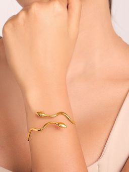 ELRA - 18K Gold Plated Serpent Cuff Bracelet Stainless Steel Waterproof & Anti-Tarnish