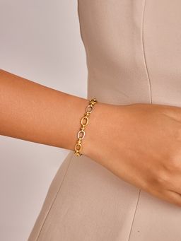 ELRA - Dual Tone Dual Link Chain Bracelet Stainless Steel Waterproof & Anti-Tarnish