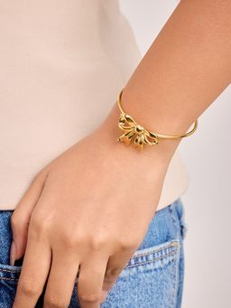 ELRA - 18K Gold Plated Golden Bow Cuff Bracelet Stainless Steel Waterproof & Anti-Tarnish