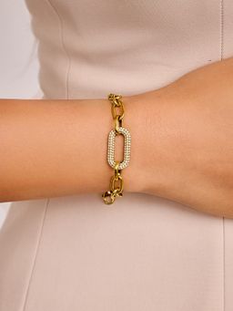 ELRA - 18K Gold Plated Crystal Charm Bracelet Stainless Steel Waterproof & Anti-Tarnish