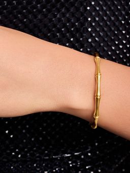 ELRA - 18K Gold Plated Bamboo Cuff Bracelet Stainless Steel Waterproof & Anti-Tarnish