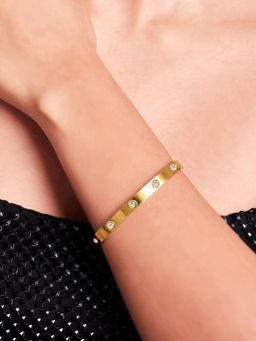 ELRA - 18K Gold Plated Crystal Orbit Bangle Stainless Steel Waterproof & Anti-Tarnish
