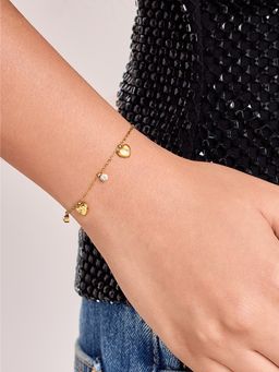 ELRA - 18K Gold Plated Heart Charm Bracelet Stainless Steel Waterproof & Anti-Tarnish