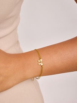 ELRA - 18K Gold Plated Ribbon Chain Bracelet Stainless Steel Waterproof & Anti-Tarnish
