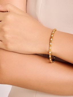 ELRA - 18K Gold Plated Crystal Bangle Bracelet Stainless Steel Waterproof & Anti-Tarnish