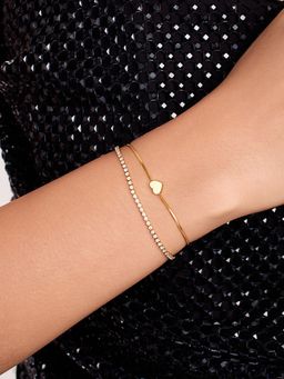 ELRA - 18K Gold Plated Crystal Heart Bracelet Stainless Steel Waterproof & Anti-Tarnish