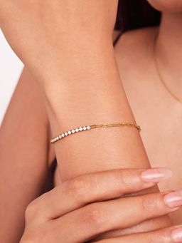 ELRA - 18K Gold Plated Halfchain Tennis Bracelet Stainless Steel Waterproof & Anti-Tarnish