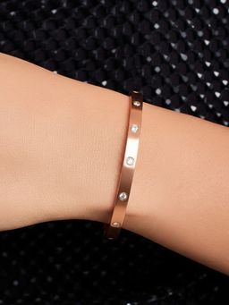 ELRA - Rose Gold Crystal Orbit Bangle Bracelet Stainless Steel Waterproof & Anti-Tarnish