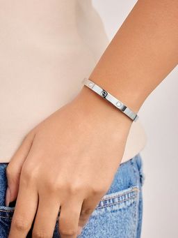 ELRA - Rhodium Plated Classic Rivet Bangle Stainless Steel Waterproof & Anti-Tarnish