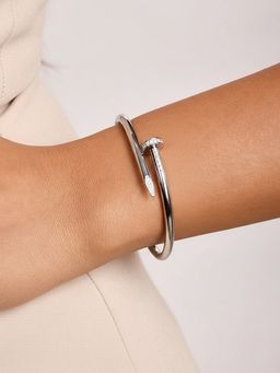 ELRA - Rhodium Plated Studded Nail Bangle Stainless Steel Waterproof & Anti-Tarnish