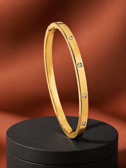 ELRA - 18K Gold Plated Slim Crystal Bangle Stainless Steel Waterproof & Anti-Tarnish