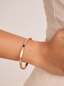 ELRA - Rose Gold Slim Crystal Bangle Stainless Steel Waterproof & Anti-Tarnish