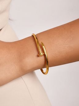 ELRA - 18K Gold Plated Line Nail Bangle Stainless Steel Waterproof & Anti-Tarnish