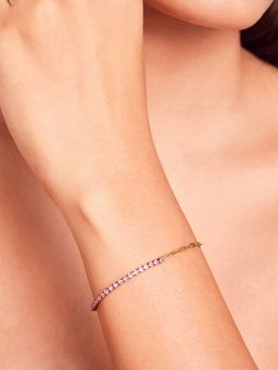 ELRA - 18K Gold Plated Half chain Tennis Bracelet Stainless Steel Waterproof & Anti-Tarnish